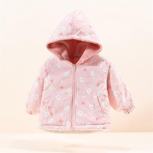 贝贝怡童装秋冬新款女童可爱兔子冲锋衣保暖羊羔绒外套两面穿234S3224
 商品图7