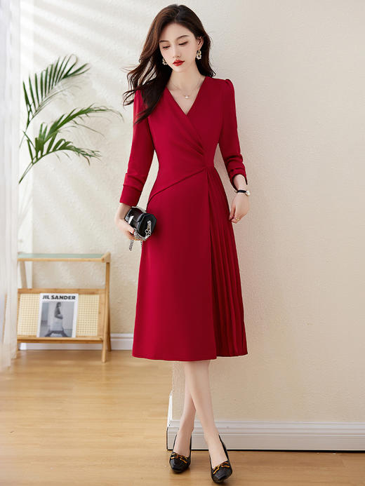 2023秋上新小个子时尚洋气修身显瘦长袖高腰A裙HRWZ51959 商品图2