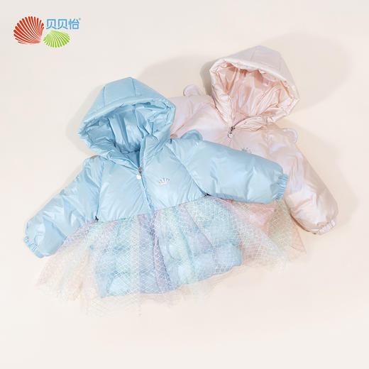 贝贝怡童装小女孩网纱拼接上衣冬季加厚防风羽绒外套234S3215
 商品图3