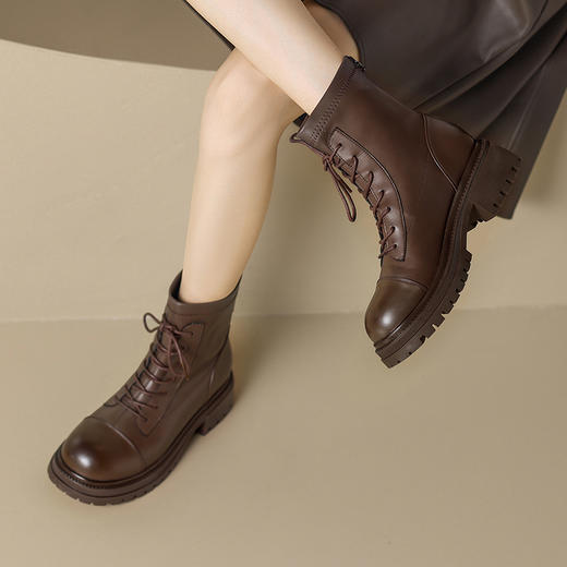 ZHR马丁靴女2024秋冬新款率性风潮酷时尚短靴简约百搭休闲瘦瘦靴 商品图11