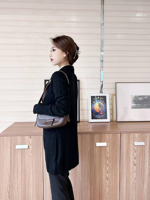 奇威【 100%羊毛 】立领针织开衫 中长款外套10009062 商品图4