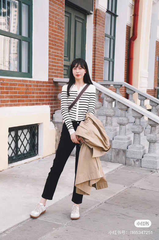 【断码 清仓 凑单】 薄款针织翻领条纹开衫 IC小禾 莱茵河边轻盈减龄薄款 超细织棉条纹 翻领开衫 商品图0