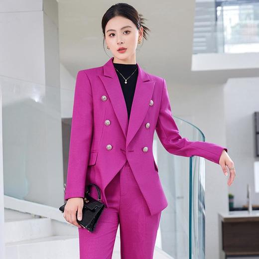 娜璐多 英伦风双排扣小西服+微叭裤两件套时尚百搭西装套装通勤2023秋款 商品图2