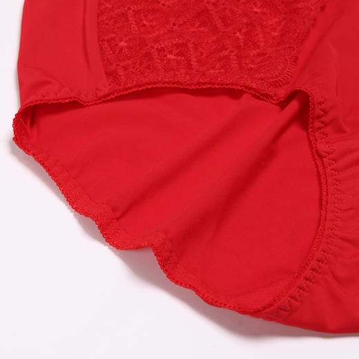 都市丽人薄透丝滑蕾丝+泳布三角女士内裤纯色内裤新年本命年红品YP32A2 商品图4