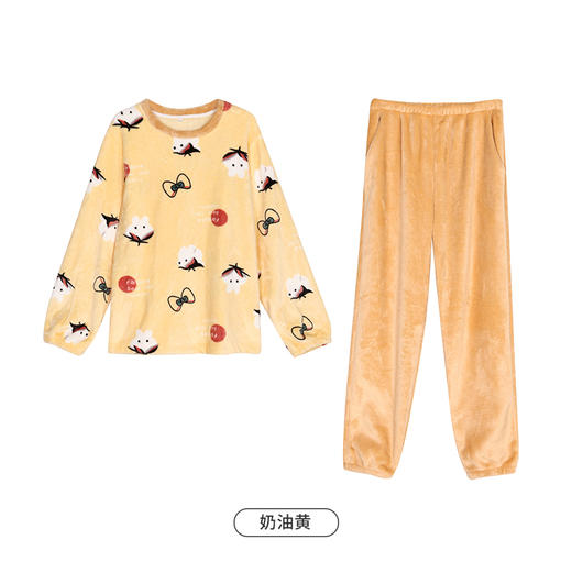 都市丽人眯雅佳双面法兰绒女士厚款长袖长裤类家居服套装LH32H7 商品图10