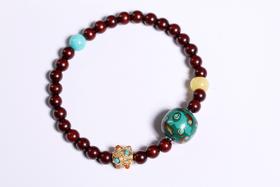 DQ0206°紫檀+大漆手持珠手串