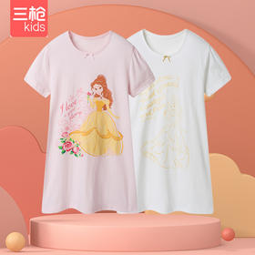 Threegun三枪 【舒肤薄棉】女童圆领短袖儿童睡裙家居裙-78179A011