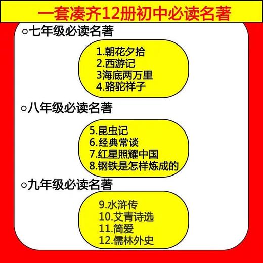 初中生必读名著课外书十二本12册初中一年级三年课外阅读书籍必读书目全套初中生中考12本老师推荐人教版朝花夕拾西游记七八九年级 商品图1