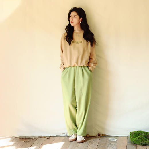 绽放675朵/ 时尚减龄重磅棉毛圈圆领罗纹落肩长袖主题印花卫衣 商品图3