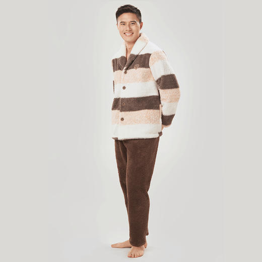 都市丽人都市锋尚生活家居男士睡衣米粒绒厚款长袖长裤类家居服套装FH30C8 商品图1