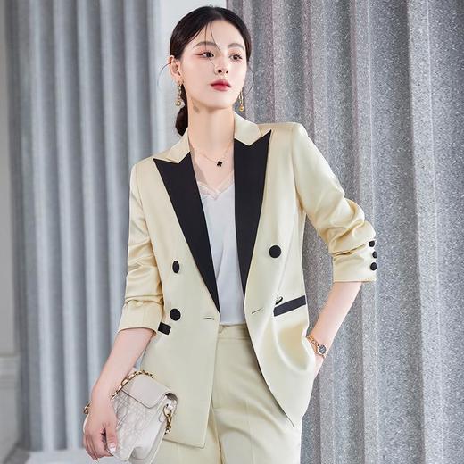 娜璐多 气质通勤西装外套女2023年秋季新款时尚个性商务拼接西装领套装女 商品图1