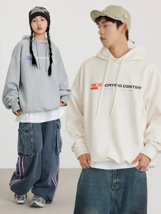 CryingCenter 基础色撞色小logo加厚重磅戴帽卫衣 哭喊中心 商品图0