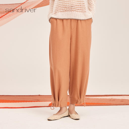 羊绒抽绳束脚休闲女裤SJF95W657W 商品图0