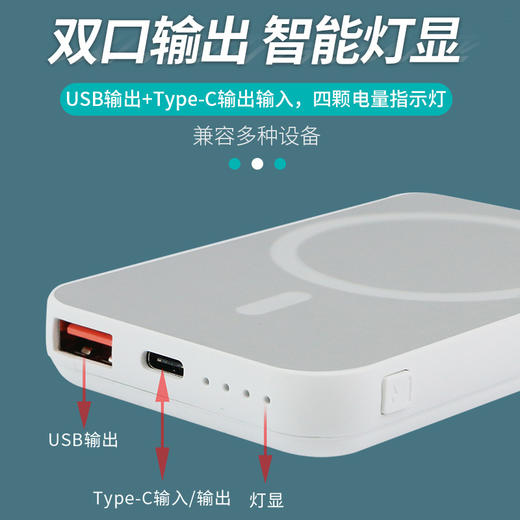 【磁吸强不怕晃动！可带上飞机】KC认证适用苹果14/13/12磁吸无线充电宝magsafe超薄背夹移动电源。ry 商品图2