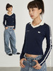 CryingCenter 藏青色撞色杠条polo领足球长袖tee情侣款 哭喊中心 商品缩略图0
