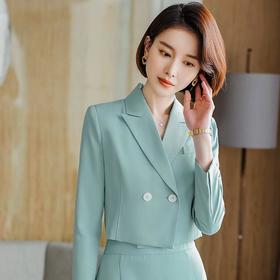 娜璐多 时尚短款小西装套装女春秋2023新款小个子显高休闲西服外套两件套