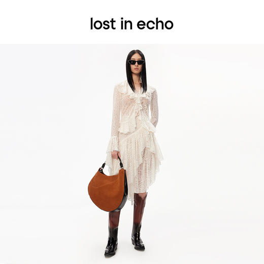 [捡漏价]lost in echo设计师品牌小众设计感西部拼接镂空花纹粗跟显瘦长靴 商品图1