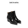 lost in echo一脚蹬压花拼接尖头上翘切尔西牛仔靴显瘦 商品缩略图0
