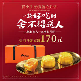 立减170元 - 糕小生奶黄流心月饼|一款好吃到只想和家人一起吃的奶黄流心月饼~ 【前两小时下单送芋泥麻薯肉松大饼1个】