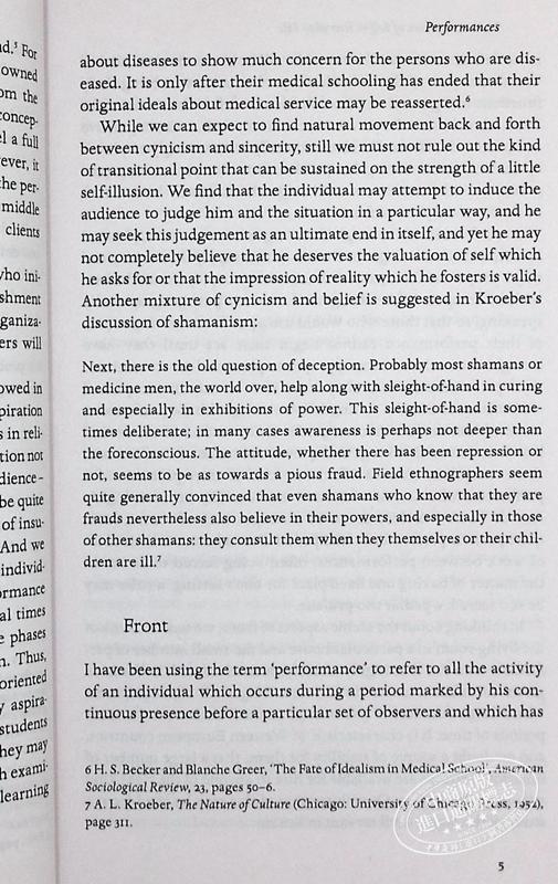 【中商原版】欧文 戈夫曼 日常生活中的自我呈现 英文原版 PMC The Presentation of Self in Everyday Life Erving Goffman 商品图6