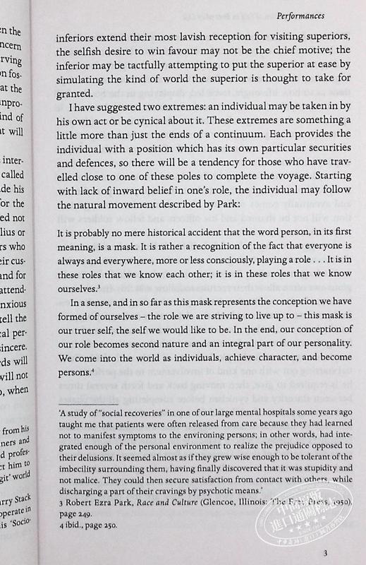 【中商原版】欧文 戈夫曼 日常生活中的自我呈现 英文原版 PMC The Presentation of Self in Everyday Life Erving Goffman 商品图5