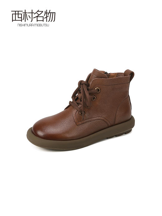 西村名物2023年秋冬季新款马丁鞋软底平底复古舒适圆头马丁靴短靴T23DS44691 商品图0