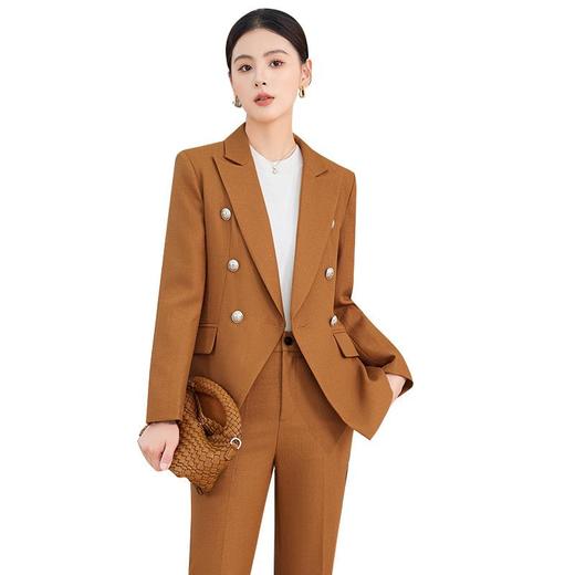 娜璐多 英伦风双排扣小西服+微叭裤两件套时尚百搭西装套装通勤2023秋款 商品图4