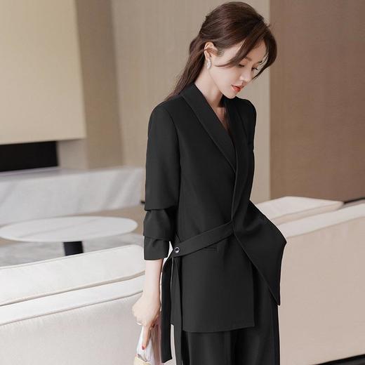 设计感绑带西装套装女2023新款秋季时尚大气女神高级感阔腿两件套 商品图2