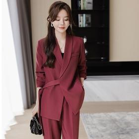 设计感绑带西装套装女2023新款秋季时尚大气女神高级感阔腿两件套