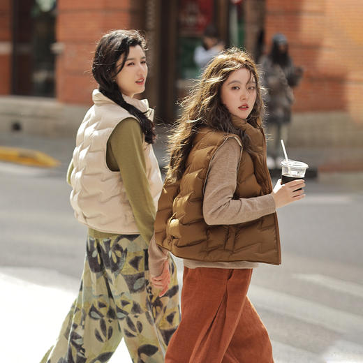 绽放754朵/甜心羽绒马甲95%波兰白鹅绒插袋2023新款百搭羽绒背心 商品图0