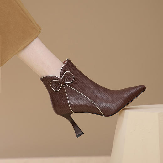 时尚气质，细跟高跟蝴蝶结短靴XL708 商品图2