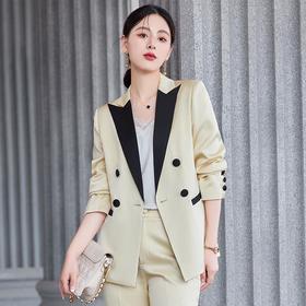 娜璐多 气质通勤西装外套女2023年秋季新款时尚个性商务拼接西装领套装女