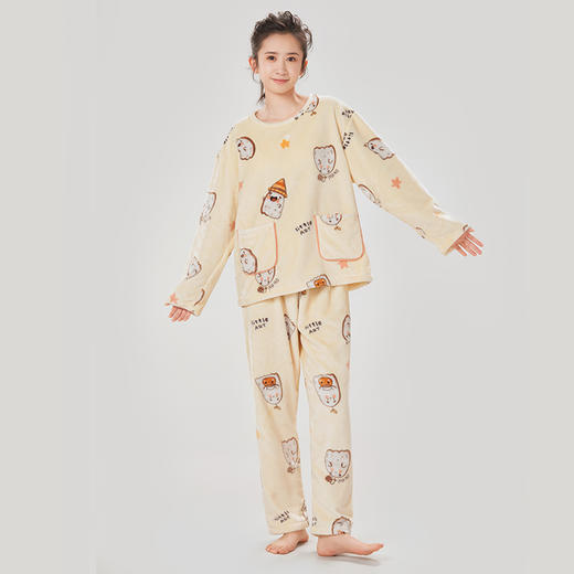 都市丽人眯雅佳双面法兰绒女士厚款长袖长裤类家居服套装LH32H8 商品图0