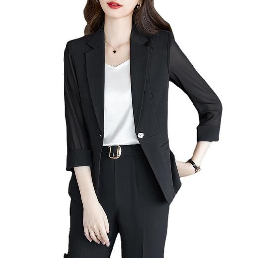 娜璐多 小脚裤套装女2023夏装新款修身时尚薄款西装两件套女神范轻熟风潮 商品图4