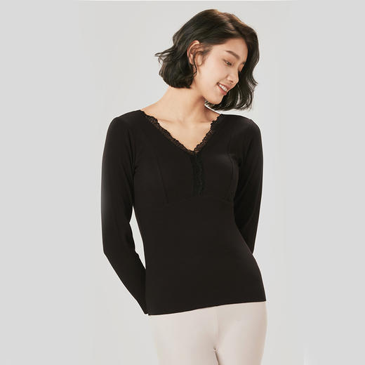 都市丽人轻暖保暖衣女5至15度适穿RA罗纹单面发热纤维薄款单件保暖衣上衣秋衣LW35A3 商品图1