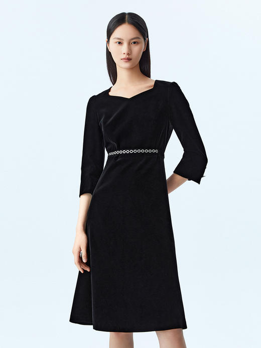 L1朗姿 法式设计感丝绒连衣裙高级感显瘦鱼尾裙 LCSP03VOP131 商品图1