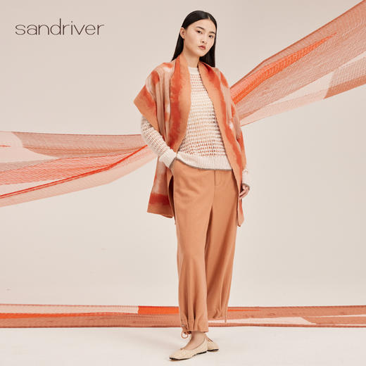 羊绒抽绳束脚休闲女裤SJF95W657W 商品图4