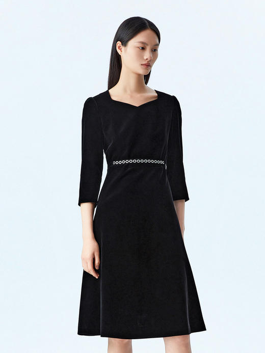 L1朗姿 法式设计感丝绒连衣裙高级感显瘦鱼尾裙 LCSP03VOP131 商品图4