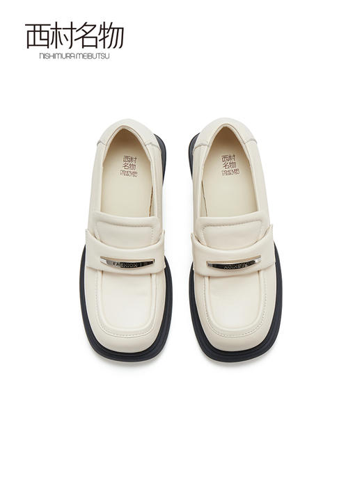 西村名物2023秋季新款圆头一脚蹬松糕厚底增高乐福鞋马衔扣单鞋X23CM34001 商品图1