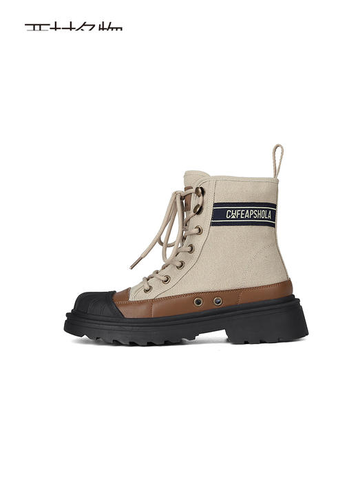 西村名物2023秋季新品舒适厚底高帮鞋机车风短靴登山马丁靴T23DS45731 商品图1