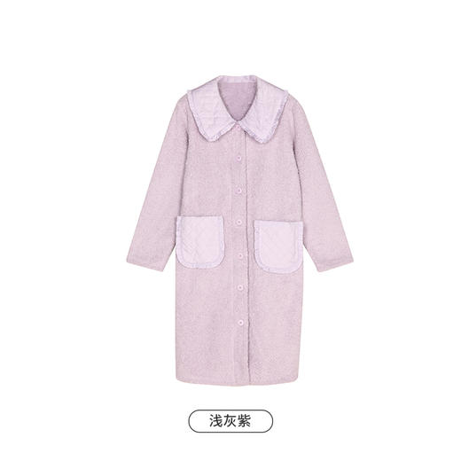 都市丽人生活家居女士睡衣双面玉晶绒家居服法兰绒睡裙厚款单件袍LH37A3 商品图7