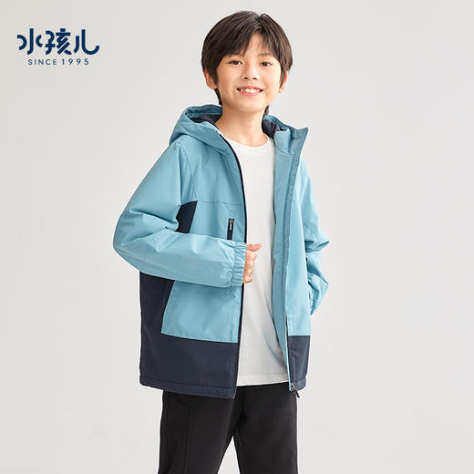 水孩儿童装2023秋冬新款男童风衣防风挺括摇粒绒亲肤保暖女童外套 商品图3