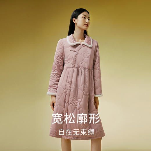 【暖暖家居服】金三塔桑蚕丝填充睡袍新中式秋冬女保暖可外穿睡衣  YSFDD103 商品图3