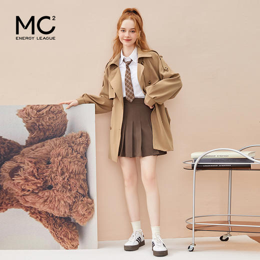 mc2带腰带中长款收腰风衣女装2023秋季新款经典英伦风气质大衣 商品图1