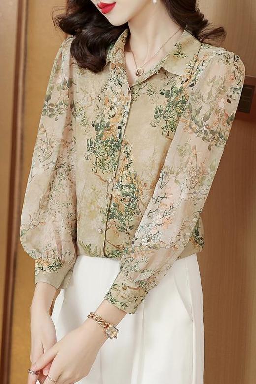 AHMymd6362 法式减龄碎衬衫女2023秋季新款简约时尚百搭优雅通勤上衣 商品图3