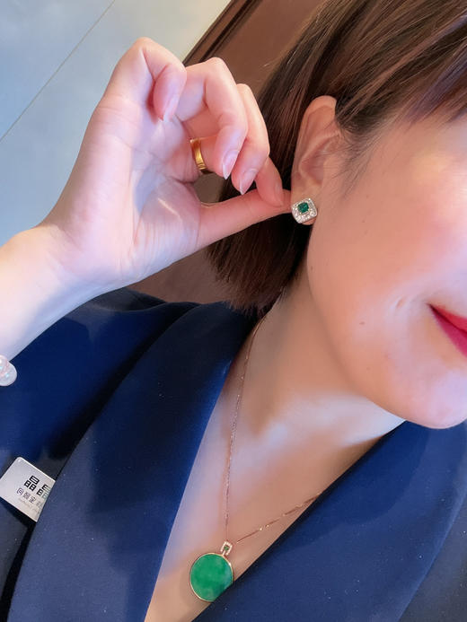 【简爱】祖母绿镶钻耳钉    CB12303103 商品图7