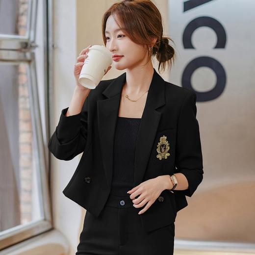 娜璐多 英伦风气质小西装套装女秋2023新款高级感百搭小个子短款通勤西服 商品图3