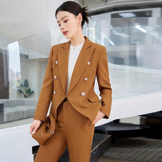娜璐多 英伦风双排扣小西服+微叭裤两件套时尚百搭西装套装通勤2023秋款 商品图0