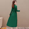 秋季新款，针织裙拼结假两件中长裙长袖A字裙纯色连衣裙QYM-XY-23LX521-Y 商品缩略图2