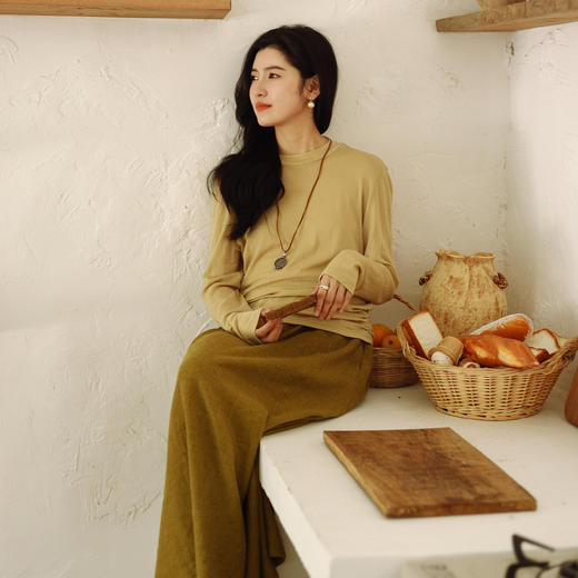 绽放683朵/高端全羊毛打底衫2023秋冬半高领正肩长袖弹力T恤 商品图2